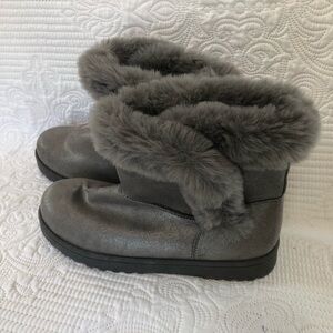 SO® Paulina Women's NEW Faux-Fur Winter Boots - Metallic Silver 9M